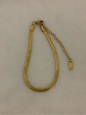 18K Gold Plated Stainless Steel Herringbone Chain Bracelet